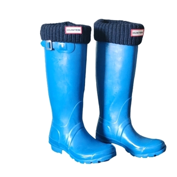 Hunter original rain boots color blue size US 5M/6F UK 4 EU 37 - Picture 2 of 8